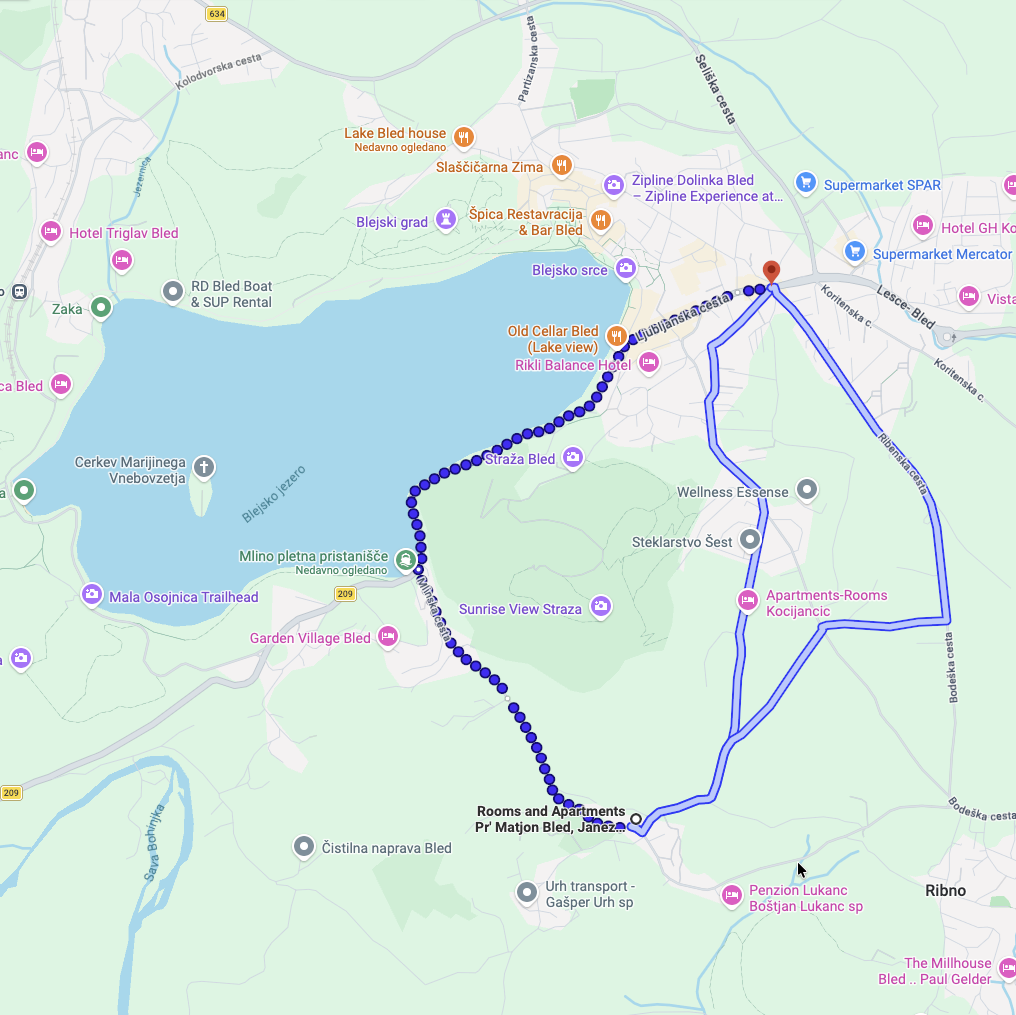 Zemljevid dostopa do nastanitve Pr' Matjon